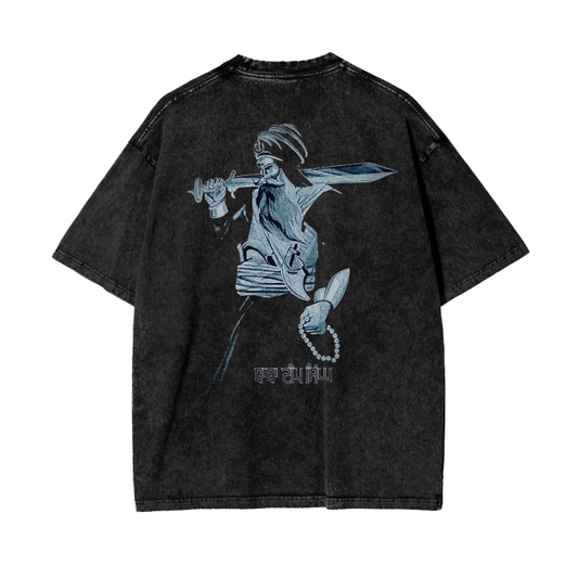 Naujawan 'Baba Deep Singh Ji' Acid Wash Tee